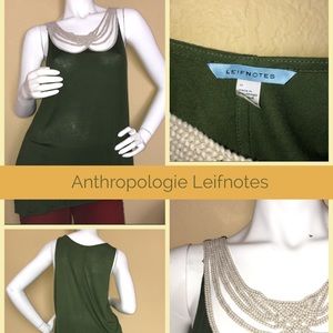 anthropologie leifnotes medium top olive green